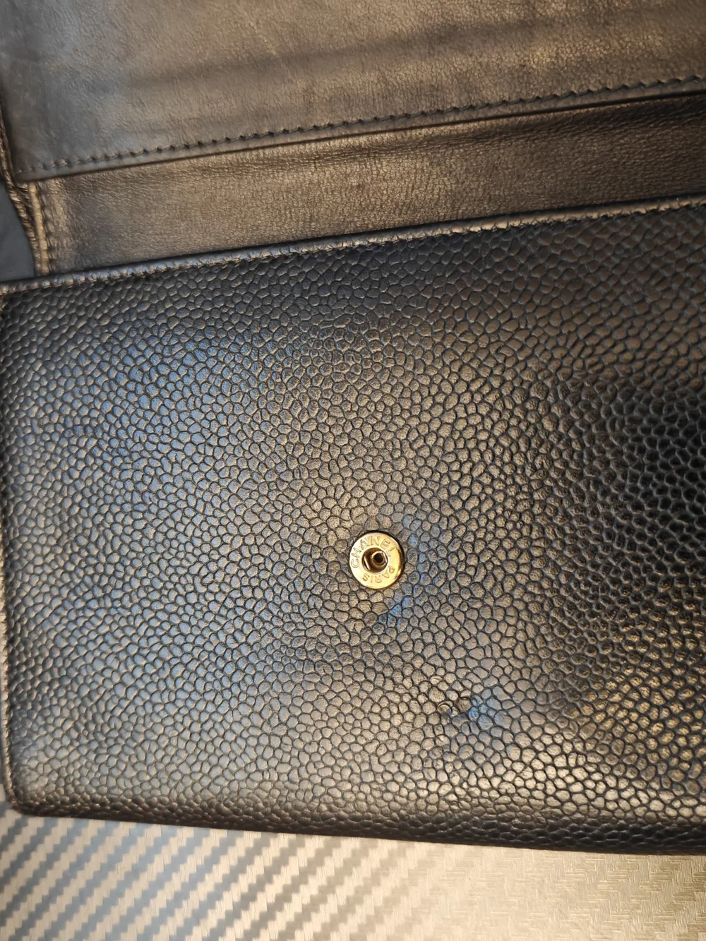 CHANEL Black Quilted Caviar Leather Wallet